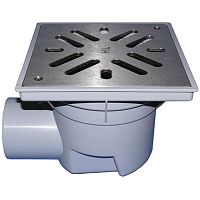 HL605S Трап ПП PERFEKT с гориз. выпуском, решёткой из нерж. стали и клапаном DN110